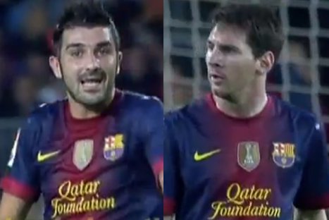 VIDEO: Messi y Villa protagonizaron 'enfrentamiento' en la cancha