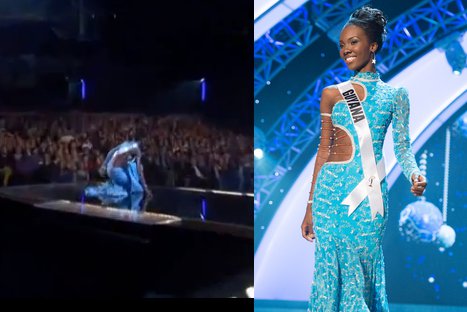 VIDEO: Miss Guyana sufrió terrible caída en semifinal de Miss Universo 2012