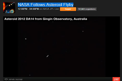 Asteroide  2012 DA14: Transmisión en VIVO desde canal de la Nasa