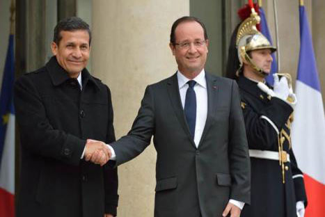 Ollanta Humala se reunió con su homólogo francés en una visita inesperada
