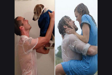 FOTOS: Hombre se toma fotos de escenas de película con su perro