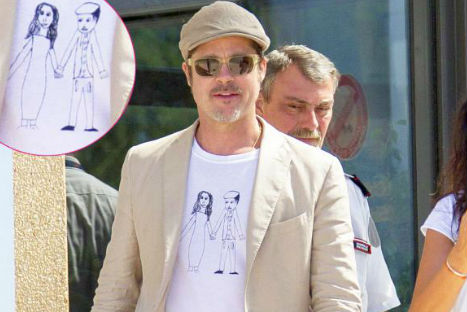 Brad Pitt luce dibujo de su hija en camiseta