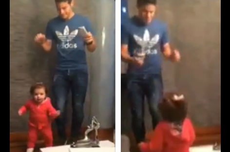 Tierno: James le enseña a bailar a su hija el 'Ras Tas Tas' (VIDEO)