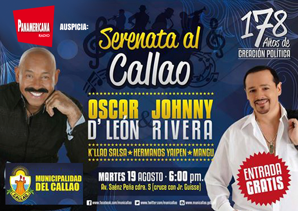 Oscar D'León y Johnny Rivera en la 'Serenata al Callao', este 19 de agosto