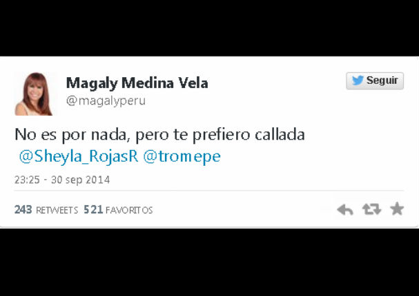 Magaly Medina se enfrentó en Twitter con Sheyla Rojas