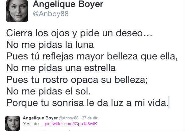 Angelique Boyer le muestra su amor a Sebastián Rulli con tiernos mensajes en Twitter (FOTOS)