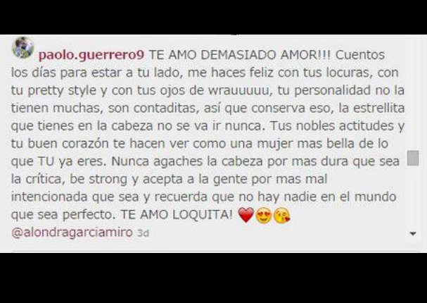 Instagram: Paolo Guerrero le escribe tierno mensaje a Alondra García Miró (FOTOS)