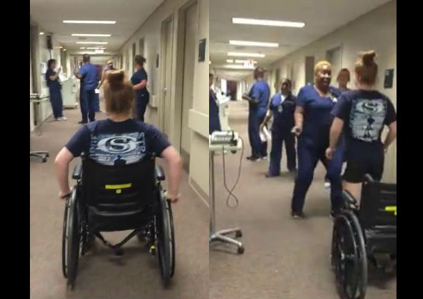 Mira la reacción de esta enfermera al ver a su paciente volver a caminar (VIDEO)