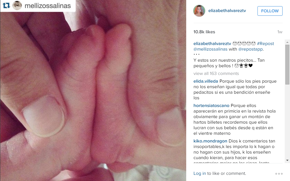 Elizabeth Álvarez y Jorge Salinas publican fotos de sus bebés