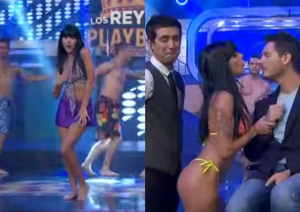 Los Reyes del Playback: Paula Ávila calentó la noche con diminuto bikini (VIDEO)