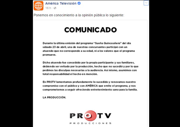 América Televisión pidió disculpas por polémico incidente en Sueña Quinceañera