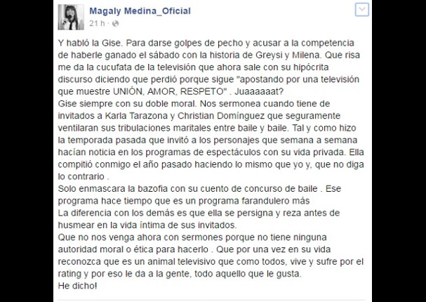Twitter: Gisela Valcárcel aniquila de esta manera a Magaly Medina tras críticas (FOTO)