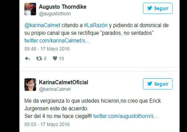 Twitter: Augusto Thorndike humilla a Karina Calmet de la peor manera (FOTOS)