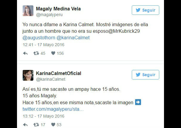 Twitter: Augusto Thorndike humilla a Karina Calmet de la peor manera (FOTOS)
