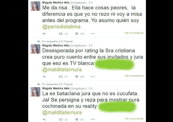 Gisela Valcárcel arremete de la peor manera contra Magaly Medina y Beto Ortiz