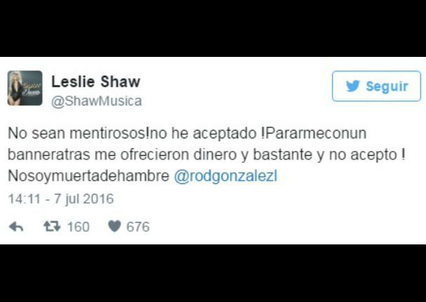 Leslie Shaw descarga toda su furia contra Peluchín en Twitter