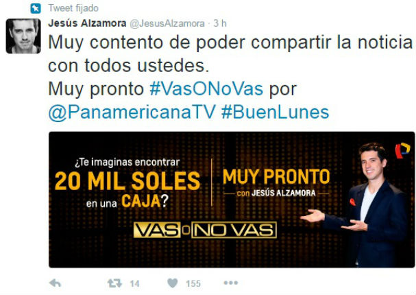 Jesús Alzamora conducirá este programa en Panamericana Televisión