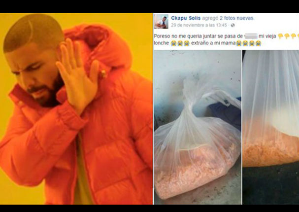 Facebook: Indignado por recibir su almuerzo en bolsa y ... - FOTOS