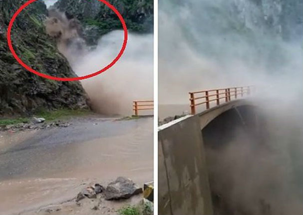 Facebook: Impactante video cuando el huiaco cae  sobre este puente