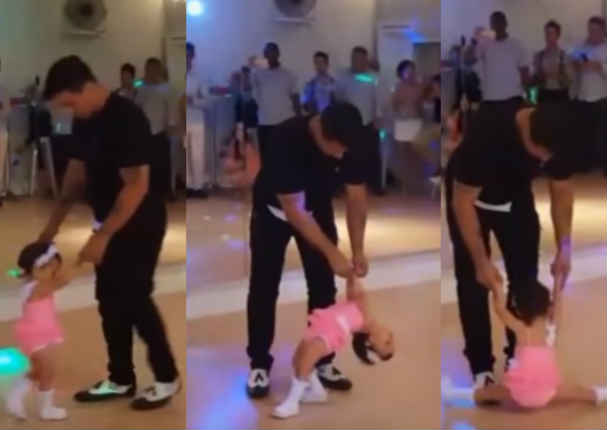YouTube: Bebé es toda una experta bailando salsa con su padre