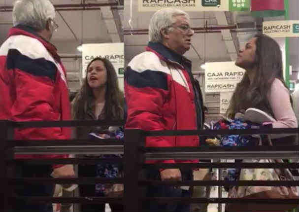 ¡Cuidado! Mujer agrede a hombre mayor en pleno supermercado  - VIDEOS