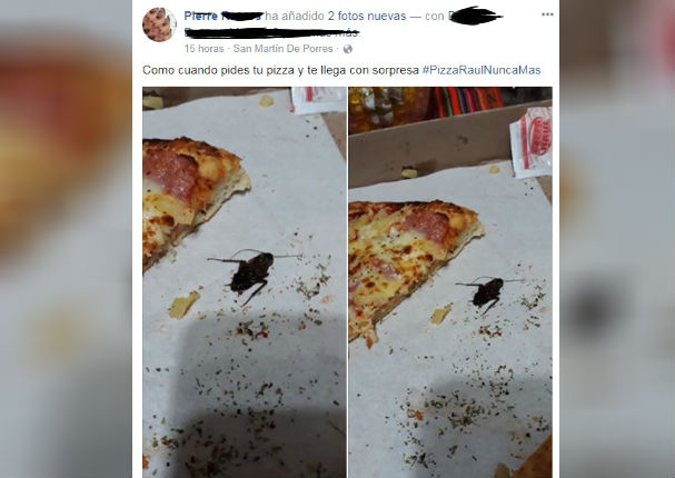 Facebook viral: Encuentran cucaracha en pizza de conocido establecimiento (FOTO)