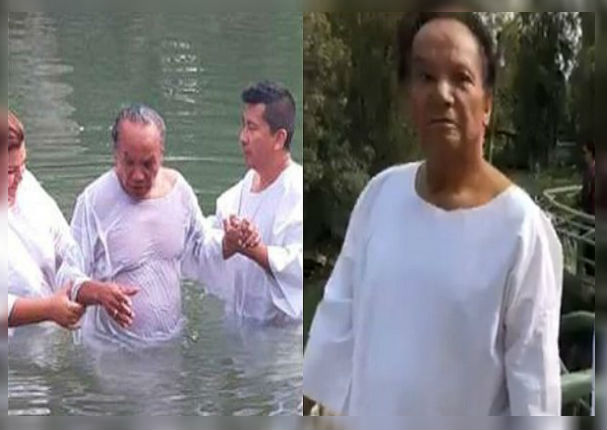 Melcochita es bautizado en el río Jordán al mismo estilo que Jesucristo