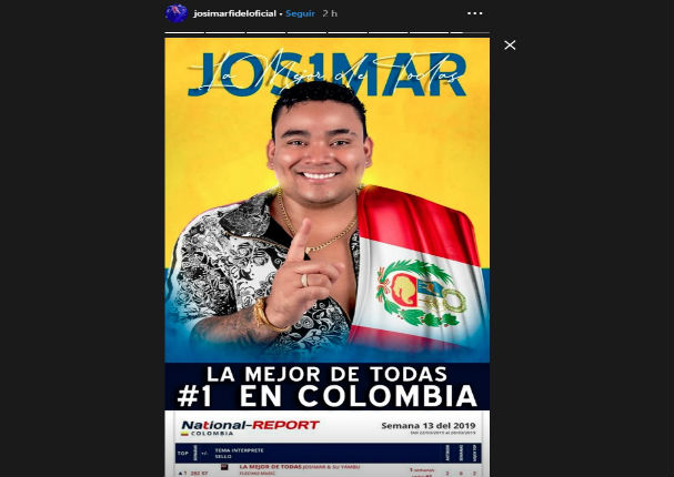Josimar posiciona su tema 'La Mejor de Todas' como número uno en Colombia