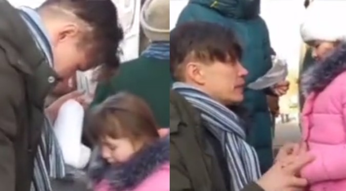 Ucraniano y su hija lloran al separarse por conflicto bélico | VIDEO
