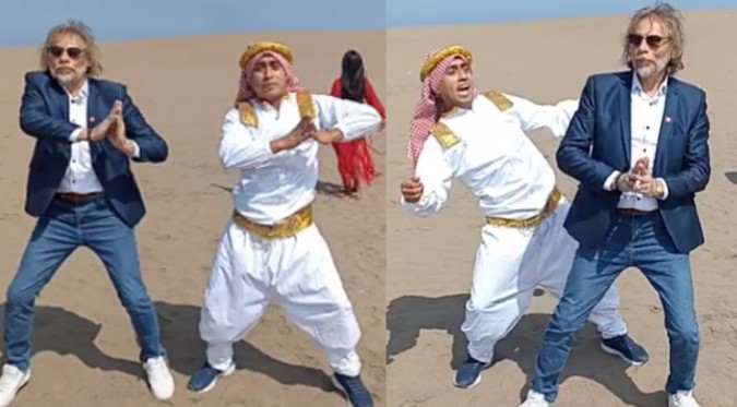 'Cuevita' y 'Gareca' bailan al ritmo de danza árabe en el desierto: “Llegando a Qatar con mi padre” | VIDEO