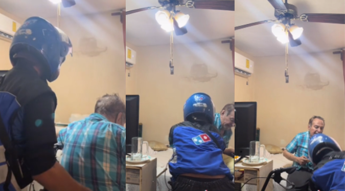 ¡Conmovedor!: Adulto mayor pide pizza solo para que repartidor lo ayude a recostarse | VIDEO