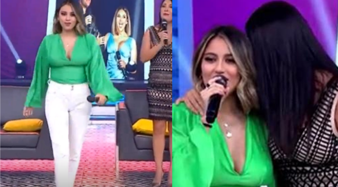 Amy Gutiérrez pasa incómodo momento EN VIVO tras notar curiosa mancha en su pantalón blanco | VIDEO