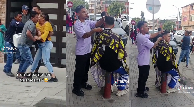 JOVEN BARBERO SACÓ a su CLIENTE a la CALLE porque NO QUISO perderse PELEA de SUS VECINOS | VIDEO