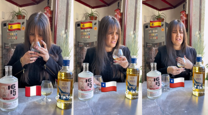 ESPAÑOLA TIENE PECULIAR REACCIÓN luego de COMPARAR el PISCO PERUANO con el CHILENO: “Sabe como a colonia” | VIDEO