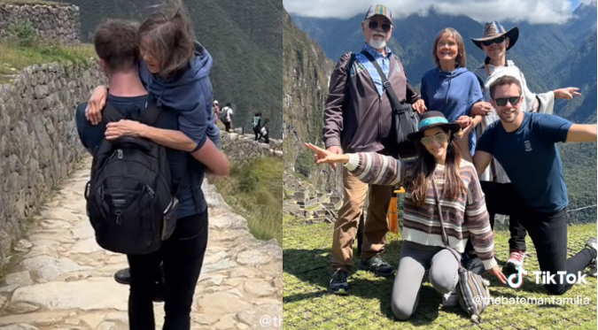 Joven CARGÓ a su MADRE CIEGA para que conociera Machu Picchu | VIDEO