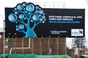 Crean panel publicitario que purificará el aire