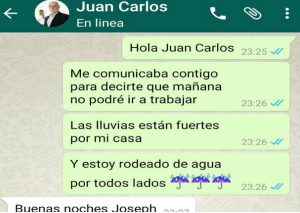 WhatsApp: Dijo que no iría a trabajar por el huaico y así le respondió su jefe – FOTOS