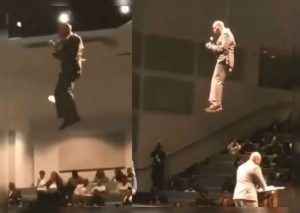 Pastor ‘vuela’ antes de dar sermón y sorprende a creyentes (VIDEO)