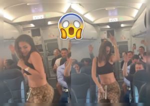 Stephanie Valenzuela hizo un sexy baile al ritmo de Wisin y Yandel en pleno vuelo