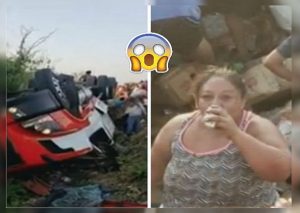 Camión de cerveza cae en plena carretera y transeúntes aprovecharon el momento