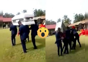 Bailarines hacen caer ataúd ‘apropósito’ afirmando que es parte de la ceremonia