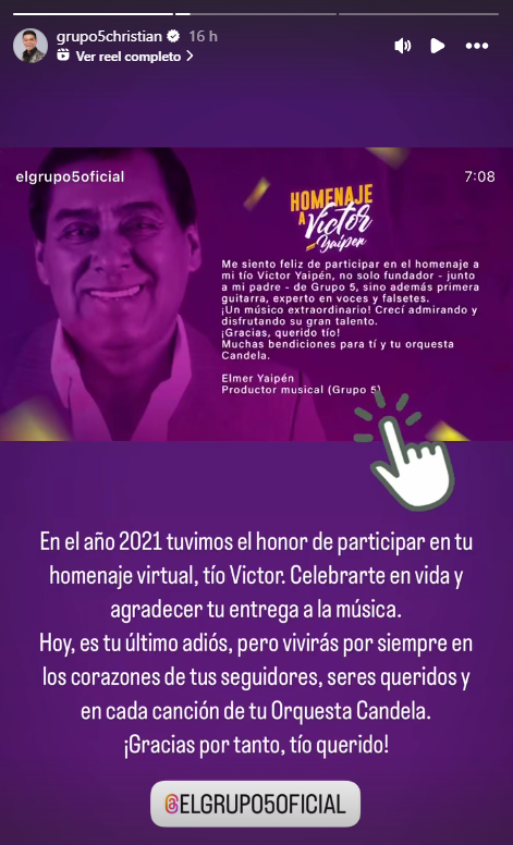 Christian Yaipén le dedica palabras a su tío, Víctor Yaipén
