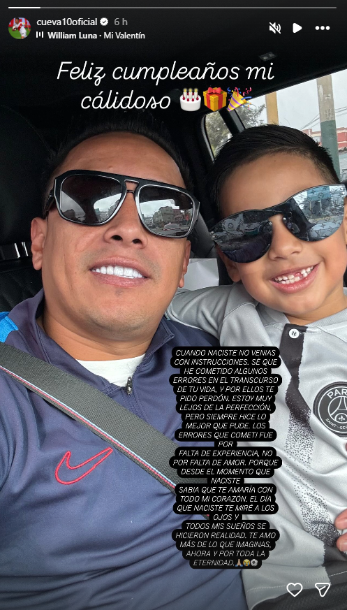 Christian Cueva pide perdón a su hijo