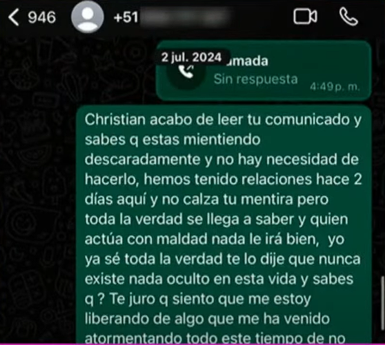 Pamela López expone revelador chat con Cueva