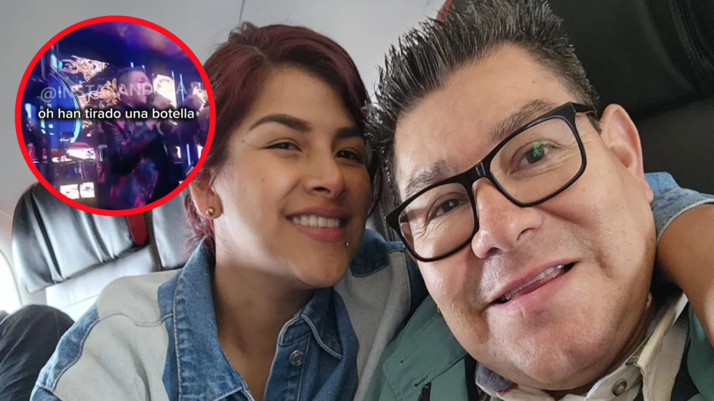 Dilbert Aguilar reaparece con su esposa y les tiran botellas