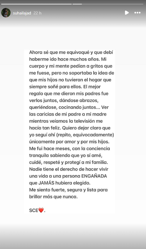 Suhaila Jaid confiesa que debió terminar con el futbolista hace varios años